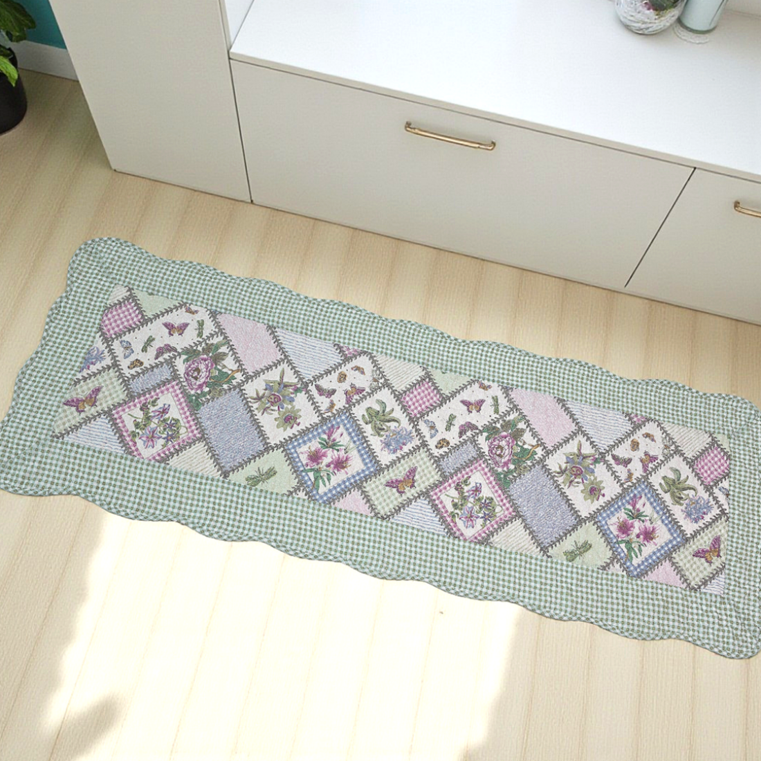 홈집합 면 누빔 미끄럼방지 주방 부엌 발매트 사계절용 빈티지 리본, 50x130cm