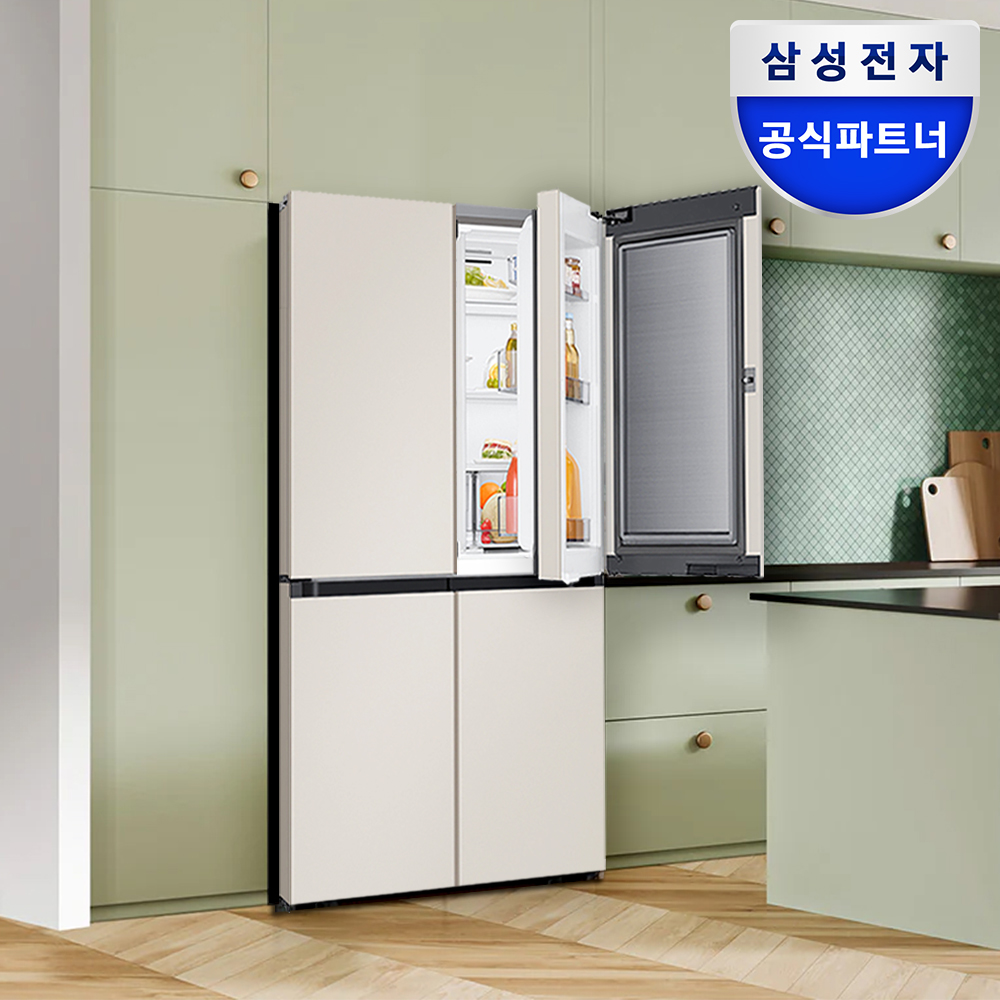 [혜택가184만] 삼성전자 비스포크 냉장고 4도어 902L RM70F90M2GD 에센셜베이지 푸드쇼케이스