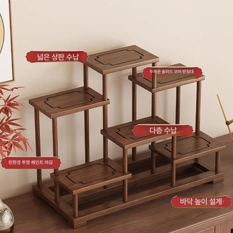 원목 전시대 원형 소형 디스플레이 스탠드 인테리어 장식 진열 선반 고전 미니 소품 보관대 단순한원형 30cm - 상세 이미지 3