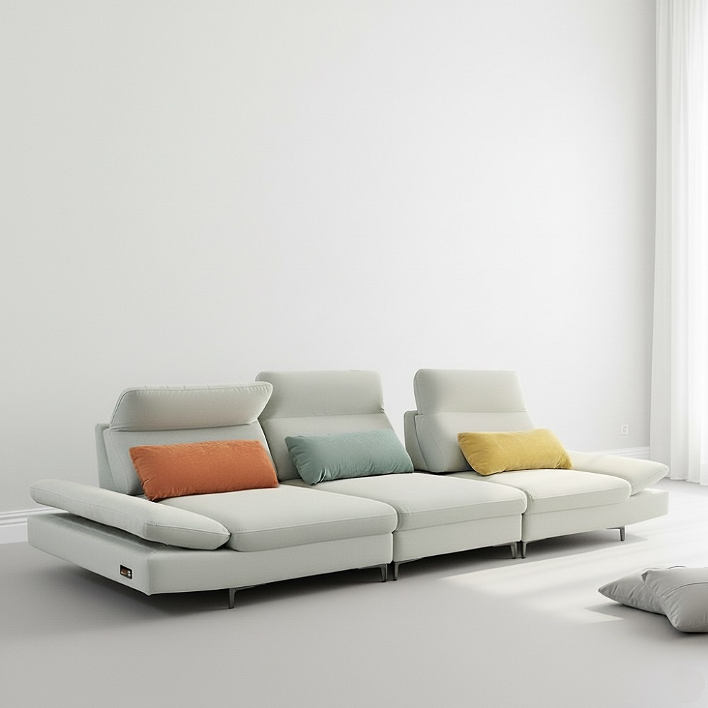 스코나 멜니체 타이보 아쿠아텍스 패브릭 좌방석확장 스윙 소파 스툴미포함, 연그레이, 4인용