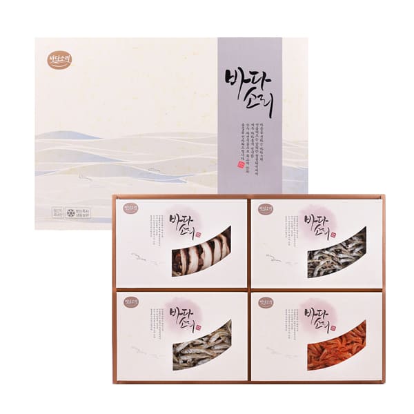 바다소리 남해안 멸치 표고 꽃새우 감사10호 프리미엄 선물세트 (멸치2종+홍새우+표고버섯) - 메인 이미지