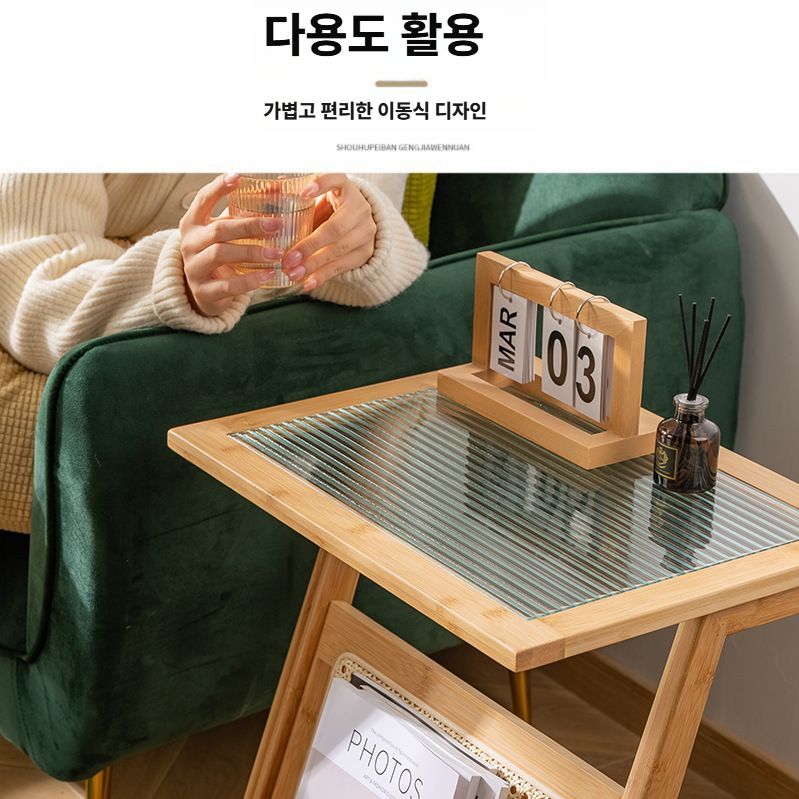 미니 북선반 원목 사이드테이블 거실 카페 협탁 탁자 브라운 45cm - 상세 이미지 2