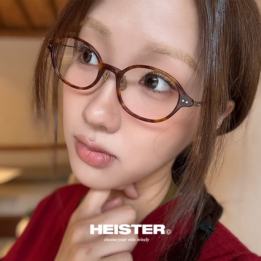 하이스터 델비 Delvey DEM 레오파드 뿔테 티타늄 콤비 가벼운 코받침 오벌 안경테 - 상세 이미지 3