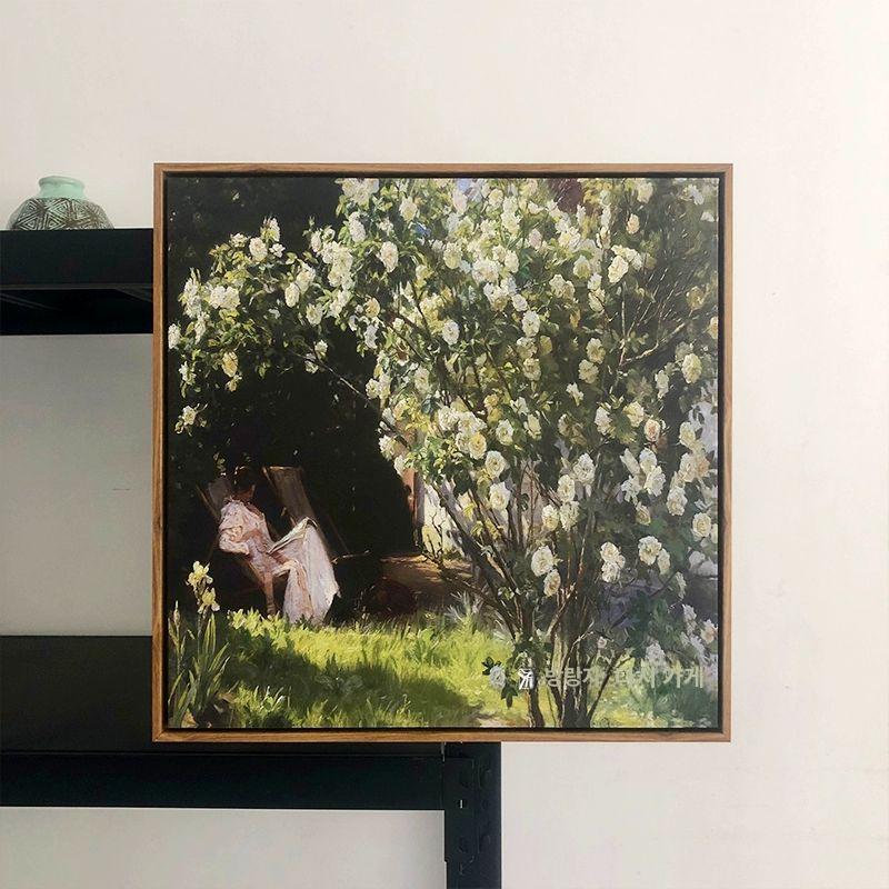 유화그리기세트 DIY 대형 풍경화 그림그리기 캔버스 가든 마리 프레임없는그림 40x40 단일 패널 - 상품 이미지