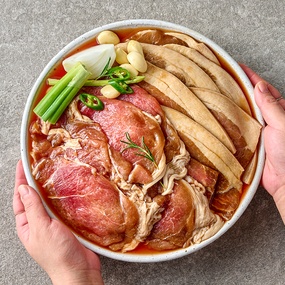 돼지주물럭 간장돼지불고기 제주 흑돼지 왕구이 갈비 밀키트 1kg, 1개 - 상세 이미지 3