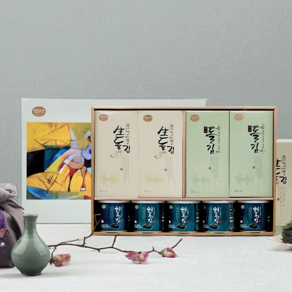 바다소리 구이돌김 종합1호 프리미엄 선물세트 (+전용 부직포 가방) 곱창돌김 캔김 - 메인 이미지