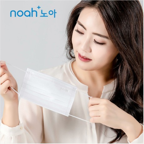 국내생산 노아 3중 데일리 일회용 덴탈 마스크 L(대형), 화이트, 100개