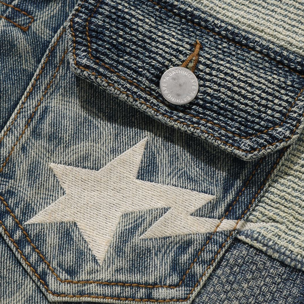 베이프 자켓 CLOUD CAMO JACQUARD UPCYCLED DENIM TRUCKER JACKET 1L80-140-317 - 상세 이미지 3