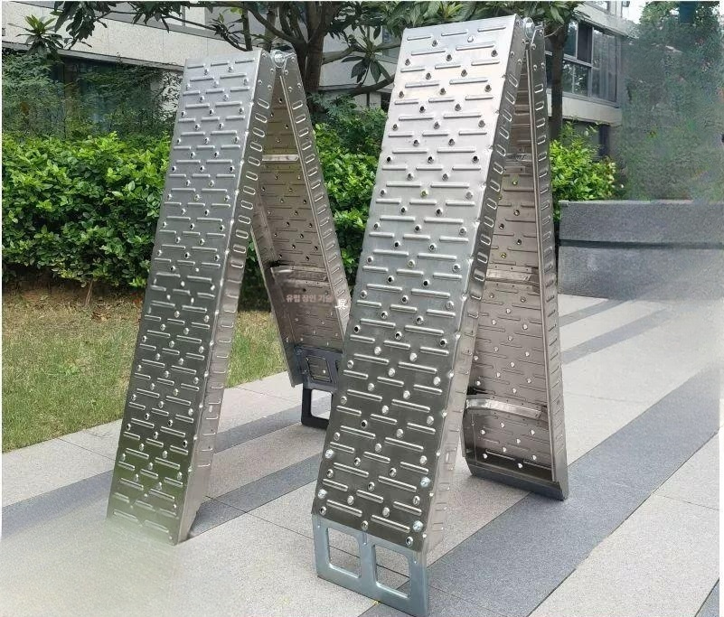 경사로 안전 받침대 접이식 농기계 작업용 오토바이 트럭 사다리 거치대 알루미늄 A 접이식 풀 로프 91cm - 상품 이미지