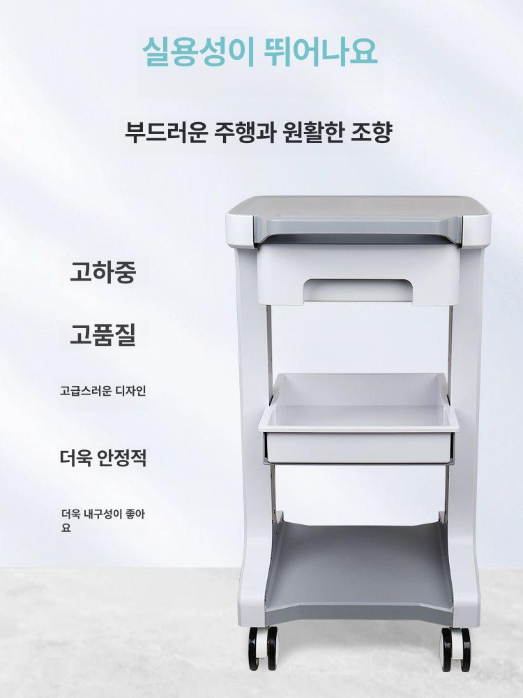 치과 트롤리 병원 컴퓨터 피부과 진료실 간호 진료소 노트북 모니터 미용실 진료 선반 드레싱 화이트그레이 단일 서랍 의료용 - 상세 이미지 4