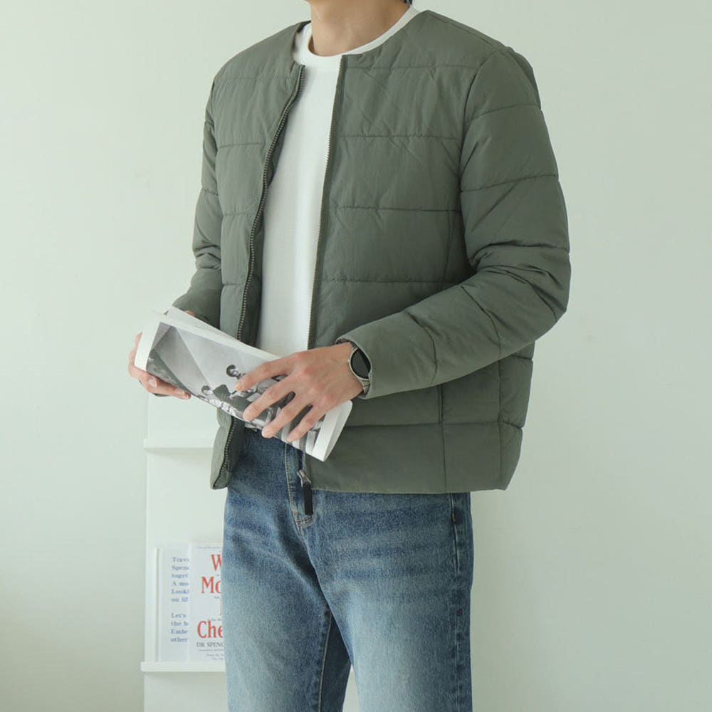 남자 경량패딩 유넥 커플 점퍼 웰론 남자 숏 패딩