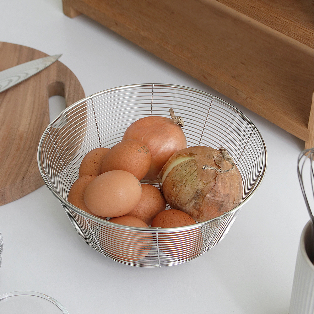 스텐 콜렌더 채반 소쿠리 물빠짐 체반 야채 과일 해산물 세척 건조 채망 바스켓 - 상세 이미지 3