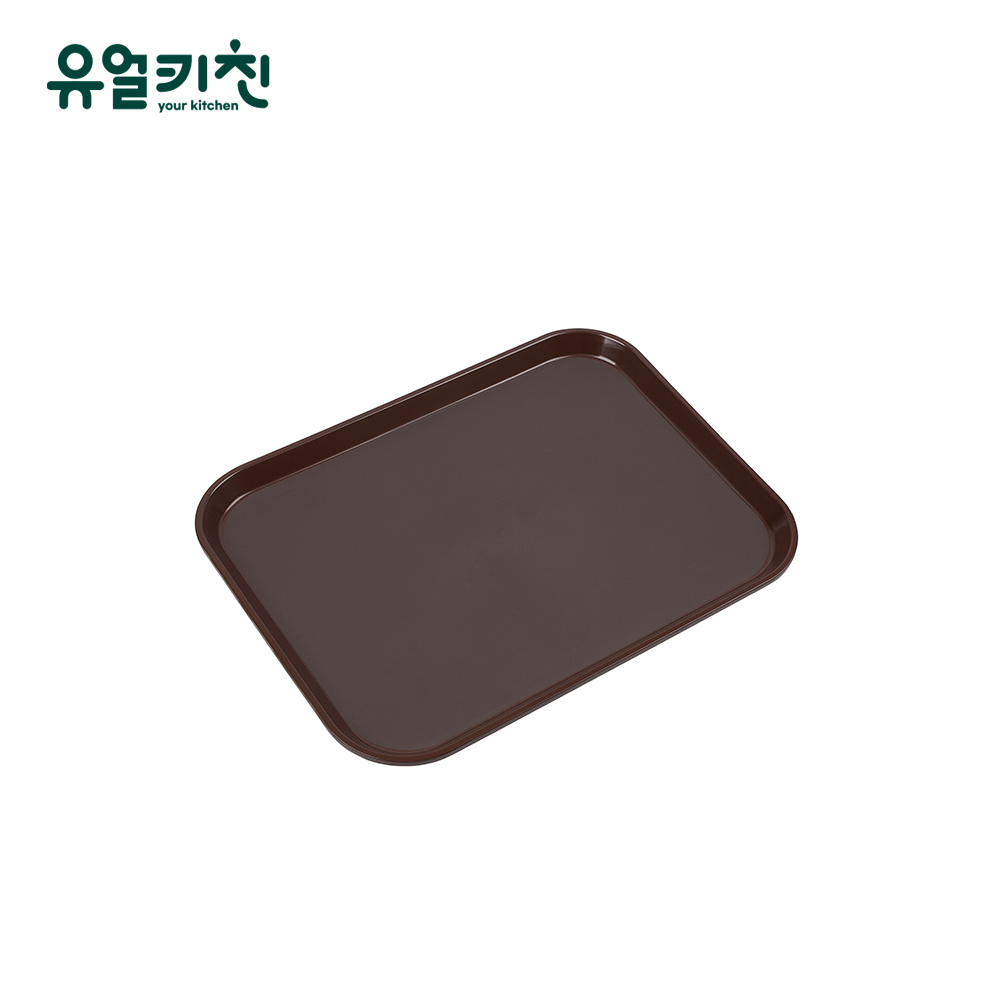 논슬립 직사각 쟁반 카페 트레이 업소용 중형, 브라운, 1개 - 메인 이미지