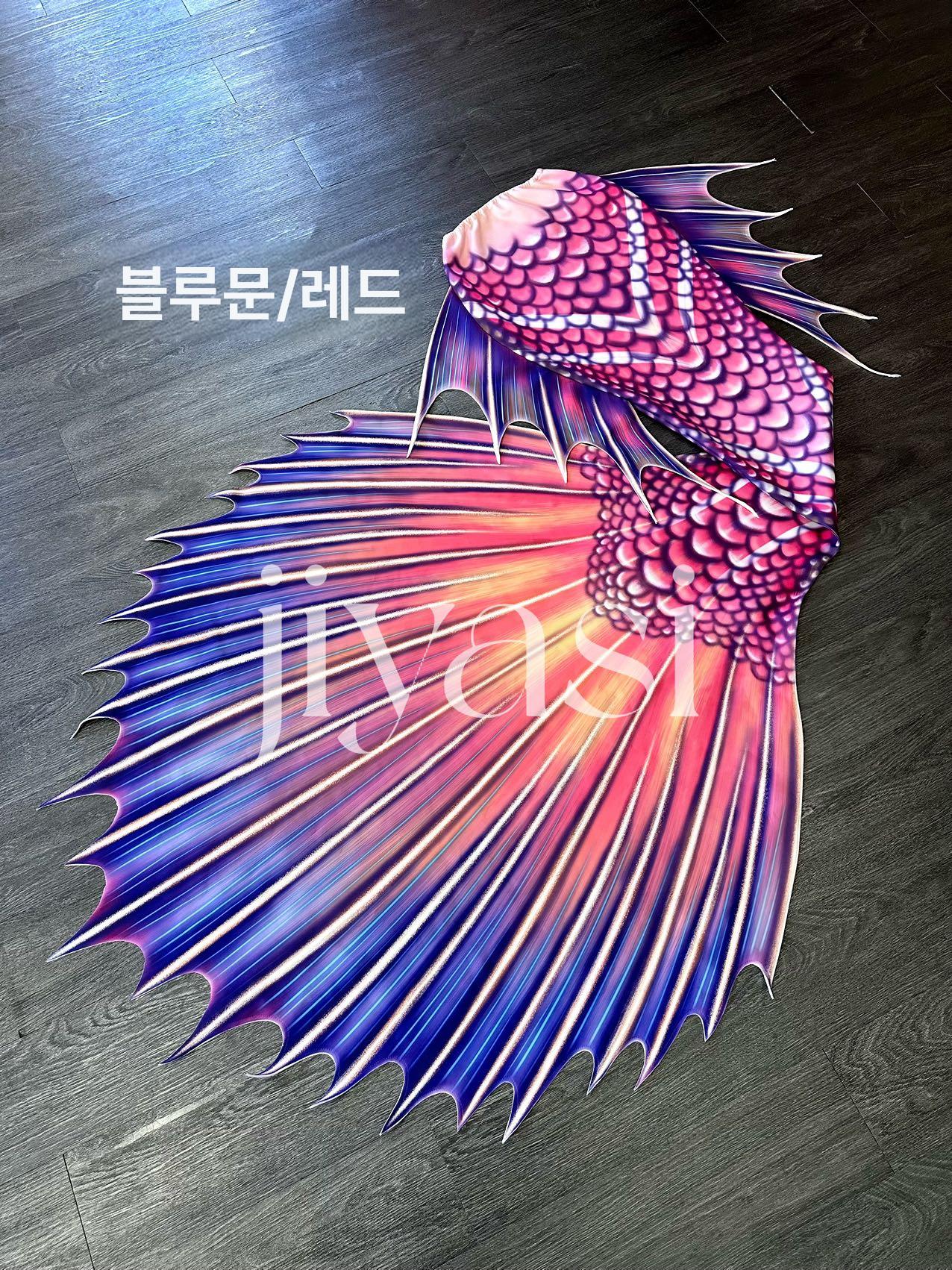 머메이드 아웃핏 빅테일 인어 꼬리 수영복 맞춤제작 촬영 프리다이빙 엘레강트그린 S 이미지 7
