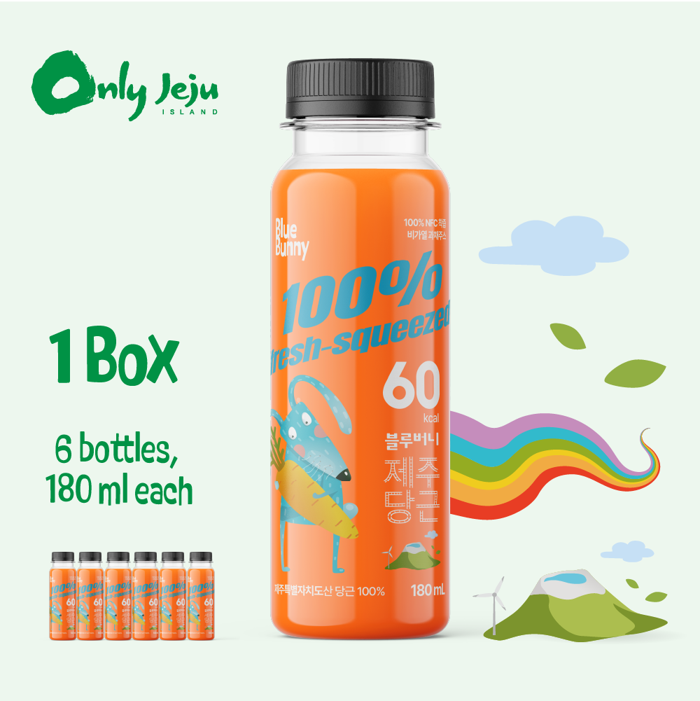 블루버니 제주당근 무첨가 착즙 원액 NFC 주스 25년 햇당근 100% 당근, 180ml, 6개