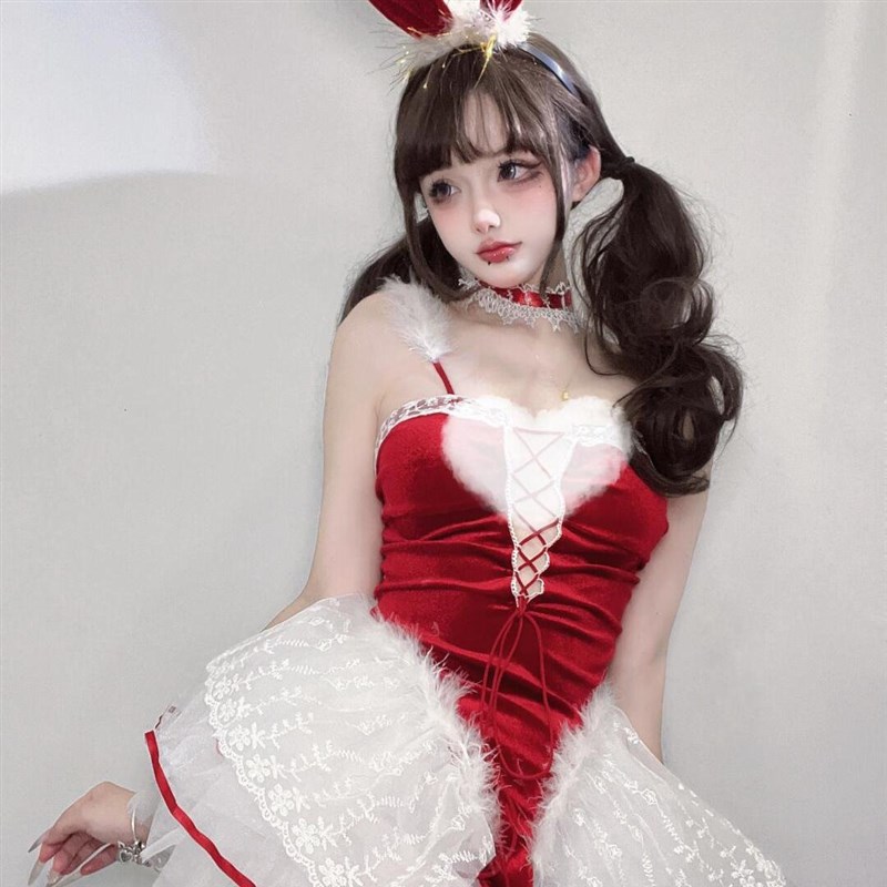 크리스마스 산타복 파란색 의상 풀세트 산타 진보 가성비 5종 모자+수염+상의+벨트+바지 3XL 165-170 - 상세 이미지 4