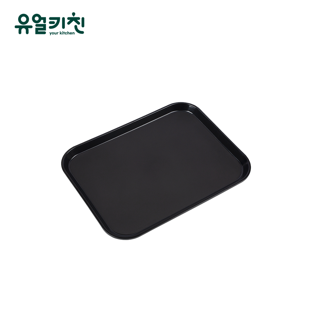 논슬립 직사각 쟁반 카페 트레이 업소용 중형, 블랙, 1개 - 메인 이미지