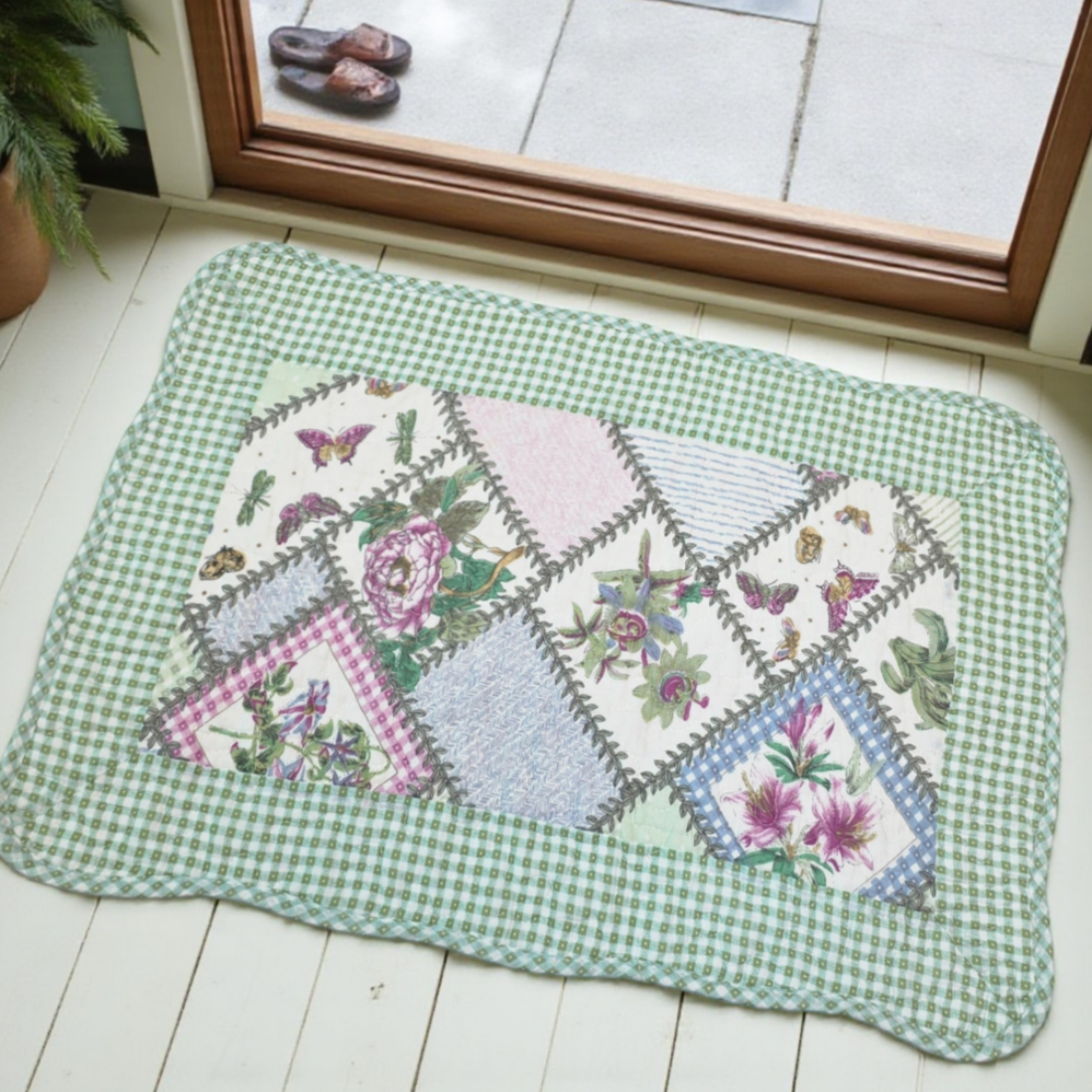 홈집합 면 누빔 미끄럼방지 주방 부엌 발매트 사계절용 빈티지 리본, 50x130cm