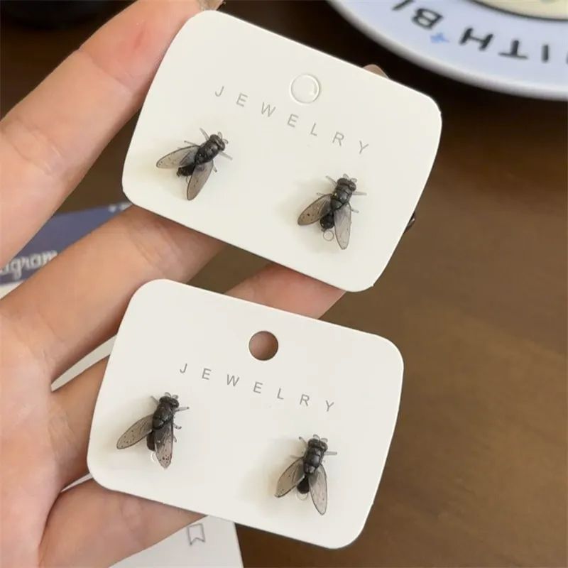 똥파리 귀걸이 피어싱 이어링 귀고리 쓸데없는 특이한 여자 친구 마니또 우정 선물 똥파리 벌레 악세사리 웃긴 특이한 귀걸이 귀고리 선물 아이템 - 상세 이미지 5