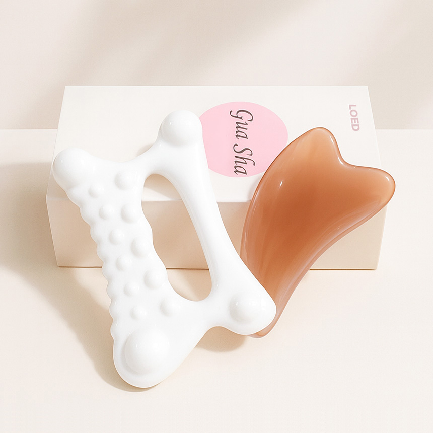 로에드 괄사 마사지 림프 마사지기 두피 바디 승모근 만능+하트 괄사세트 - 메인 이미지