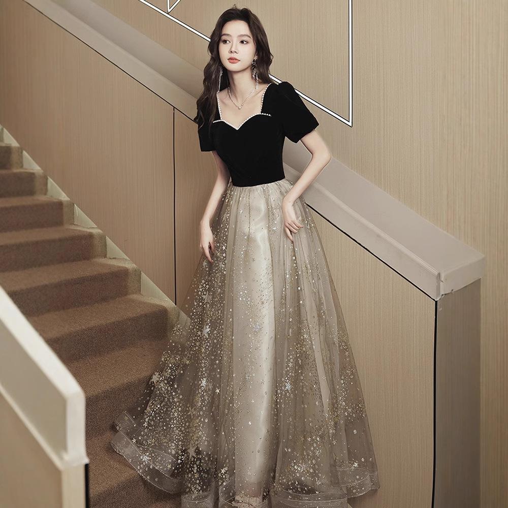 블랙 드레스 연주회 이브닝 피로연 2부 시상식 스파클링블랙 XS - 상품 이미지