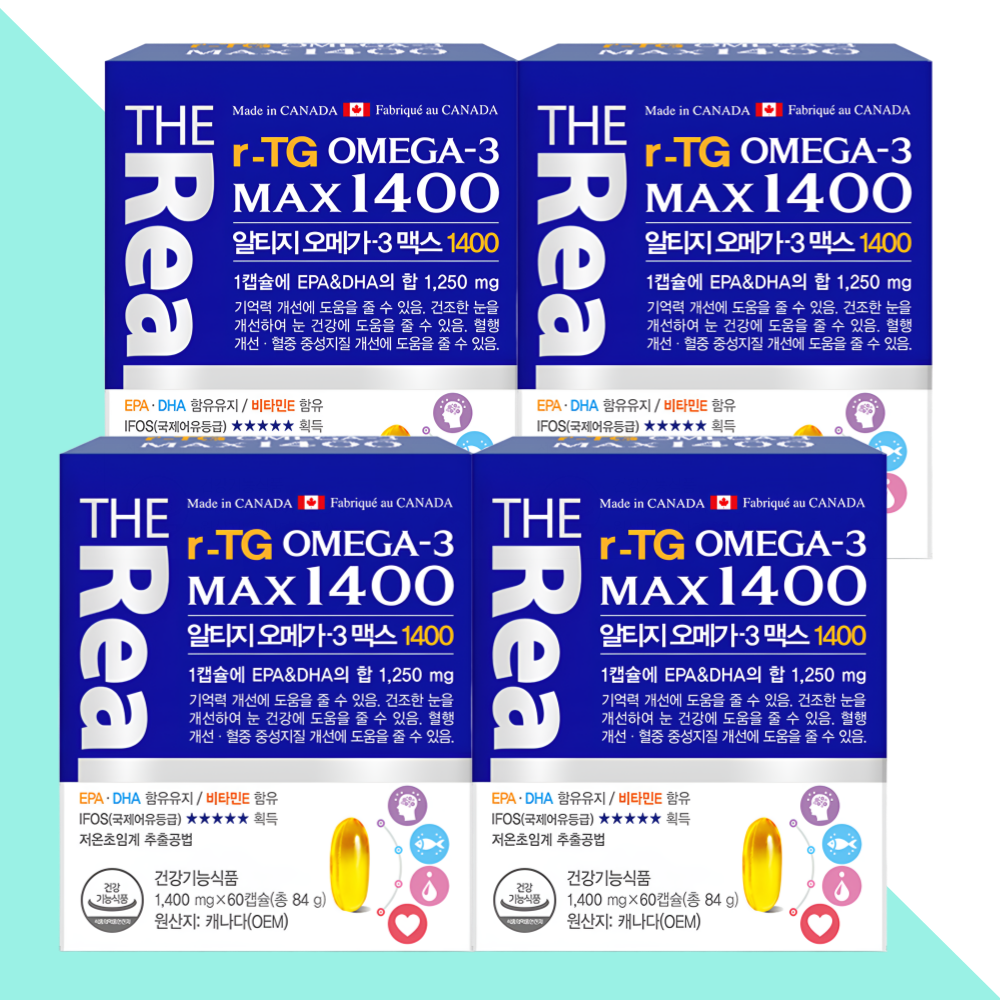 오메가3 더리얼 알티지 1400 맥스 DHA 60캡슐X4박스 - 메인 이미지