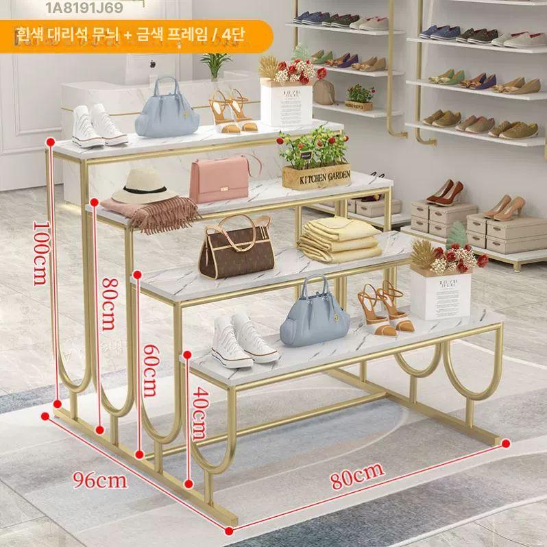 의류매장 진열대 철제 디스플레이 전시대 인테리어 매장용 테이블 3단 골드 120x72x100 - 상세 이미지 5