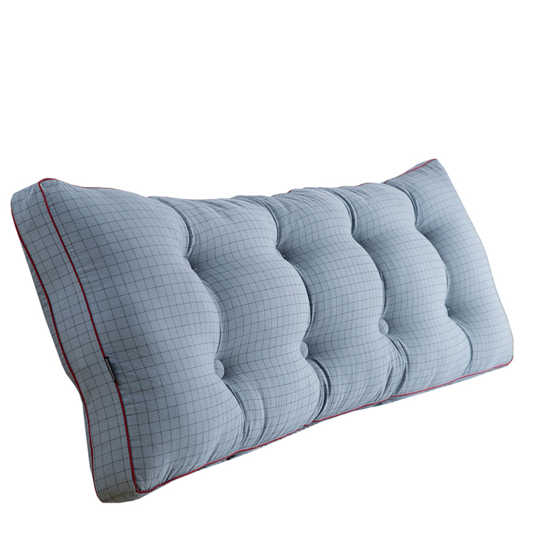 침대헤드 쿠션 체크 패턴 자취방 침대가드 인테리어 화이트 길이 100x20x50cm 단품+단추 - 상품 이미지