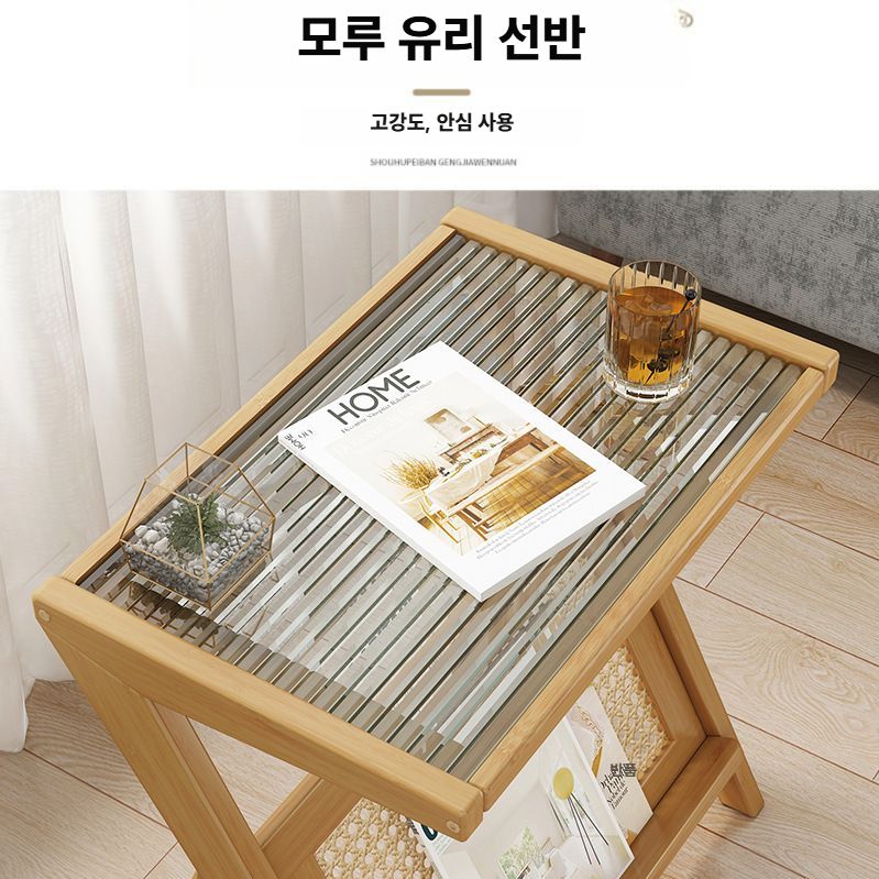 미니 북선반 원목 사이드테이블 거실 카페 협탁 탁자 브라운 45cm - 상세 이미지 3