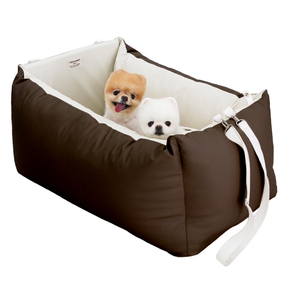 초코펫하우스 강아지 카시트 애견 차량용 소형 중형 대형 로얄 사각 카시트 브라운, 더블 제품 이미지