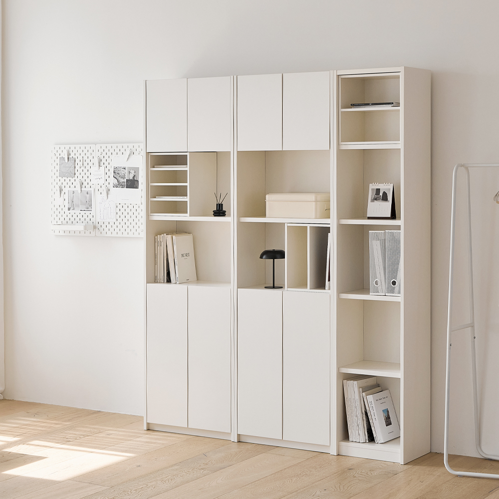 루베오 책장 600 (상하부 도어형), 5단, 화이트