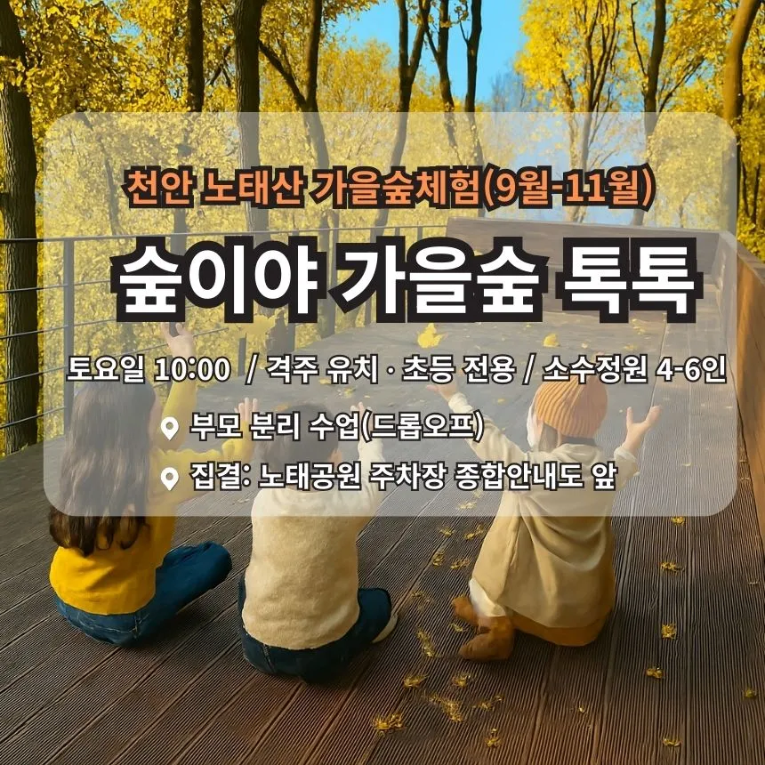 [천안 노태산] 숲이야 가을숲 톡톡! 오감으로 느끼는 숲속 이야기 by 숲이야 - 상품 이미지