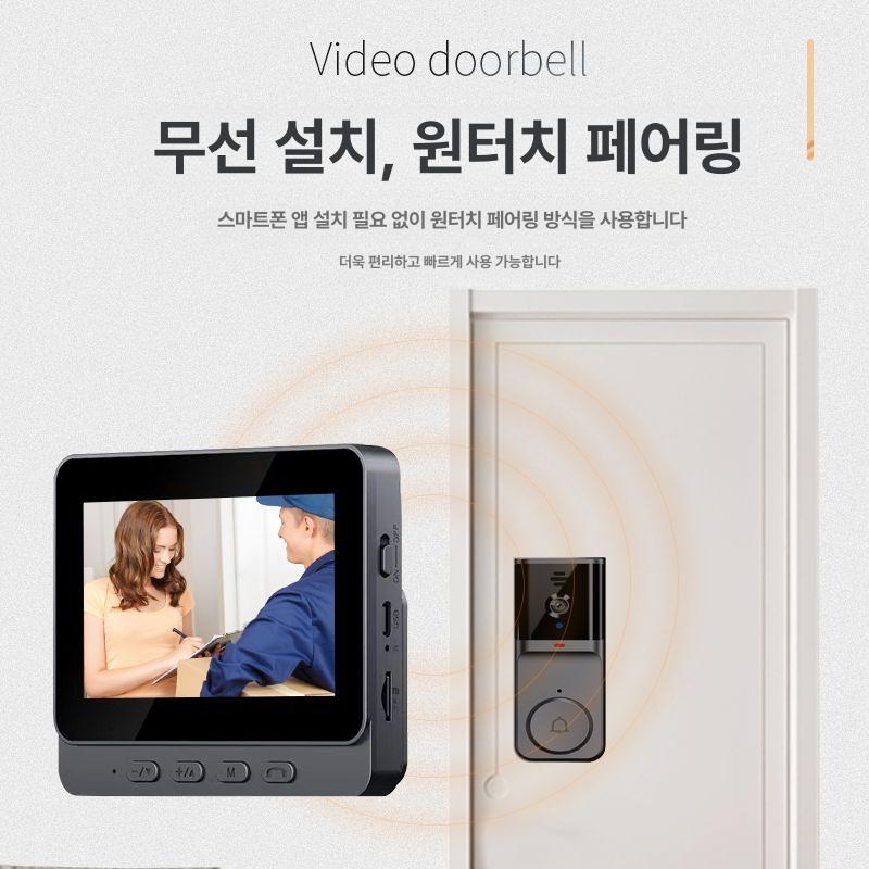 화상 인터폰 무선 영상 초인종카메라 양방향 실외기 도어벨 통화 내부 현관 화면 호출기 M12 16GB - 상세 이미지 5