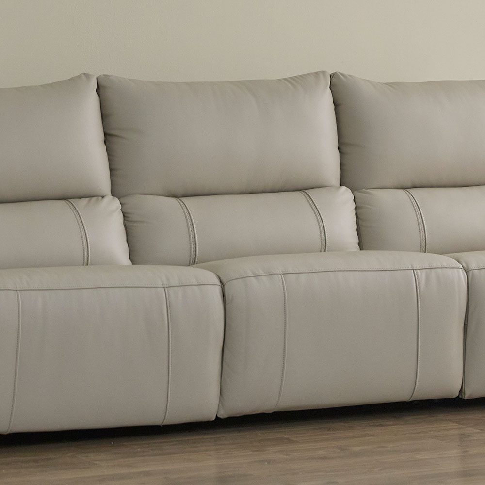 헤르짐머 모덱스 천연 가죽 3좌석 전동 리클라이너 소파 스툴미포함, 아이보리, 3인용