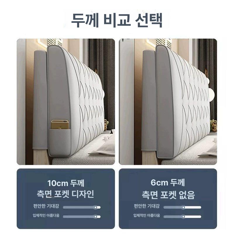 대형 침대 헤드 쿠션 머리 등받이 가정용 인테리어 베개 웜구스화이트 체크무늬 A 6cm 90x60 A - 상세 이미지 4