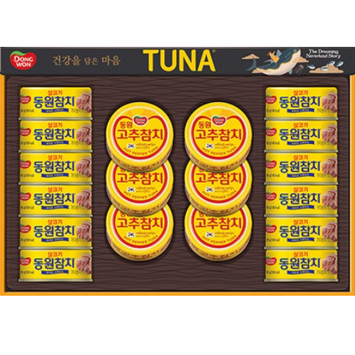 동원참치 선물세트 부직포백 참치캔 추석 설날 명절 직원 대량 m18호 고추참치 통조림 - 상품 이미지