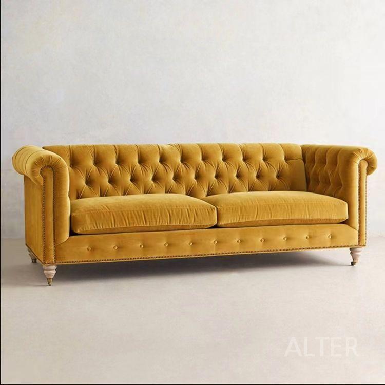엔틱 패브릭 거실 소파 벨벳 팔걸이 다크그린 170x85cm - 상세 이미지 3