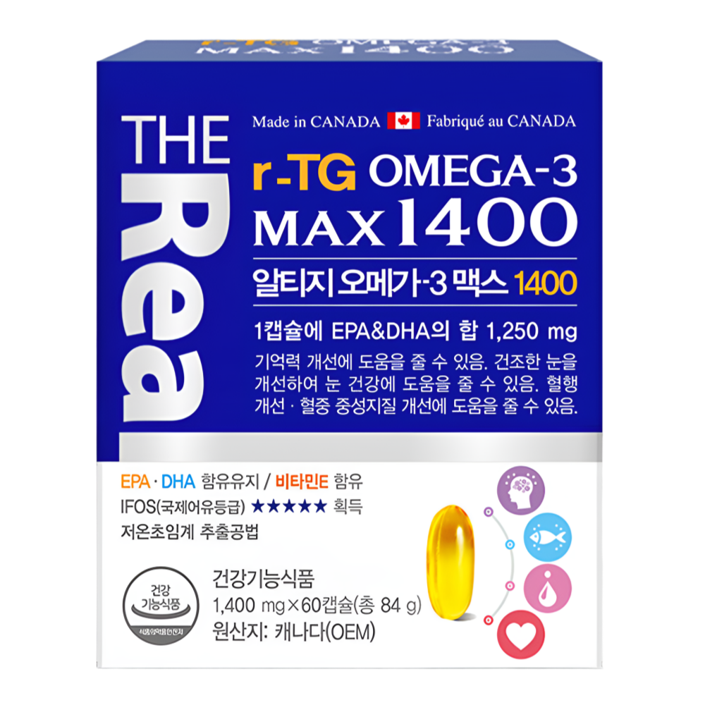 더리얼 오메가3 알티지 맥스 1400 캐나다 60캡슐X1개 - 메인 이미지