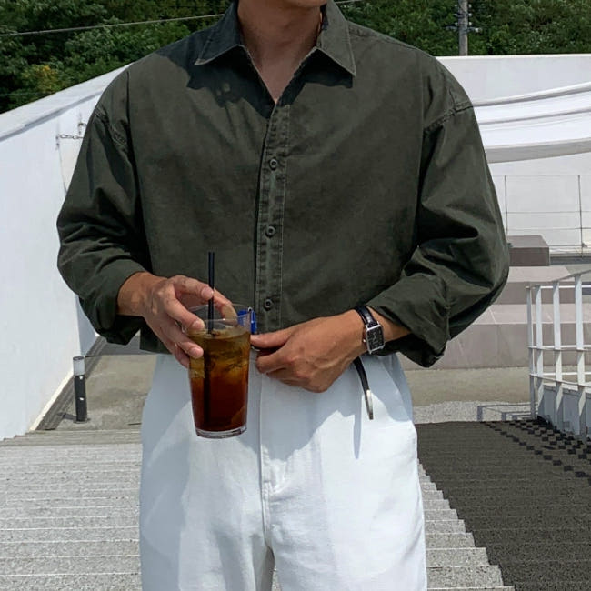 남자 머파 오버핏 봄 가을 면 피그먼트 워싱 긴팔 셔츠 가격 비교 피팅남 남자 머파 오버핏 봄 가을 면 피그먼트 워싱 긴팔 셔츠