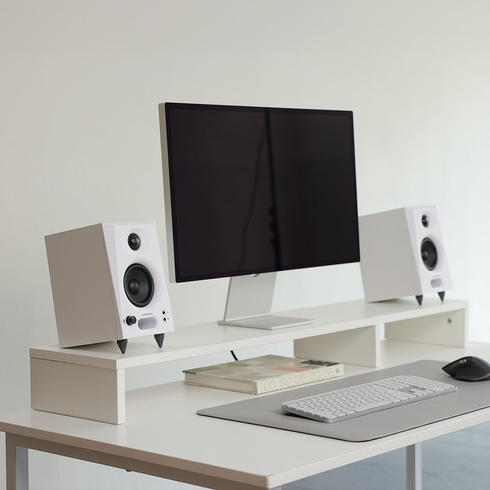 브릭사 모니터 받침대 듀얼모니터 베이직 선반 노트북 스탠드 1200mm, 화이트