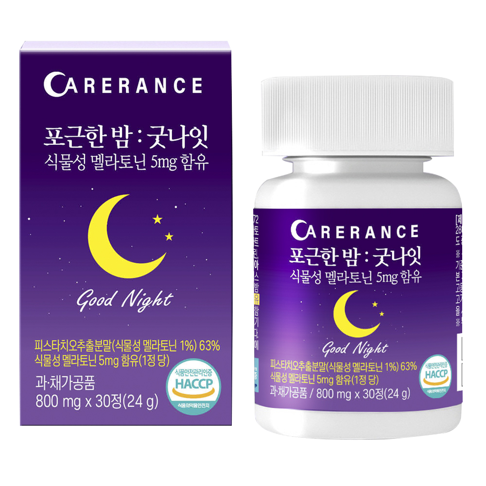 식물성 멜라토닌 고함량 5mg 케어란스 포근한 밤 굿나잇 30정, 3개 제품 이미지