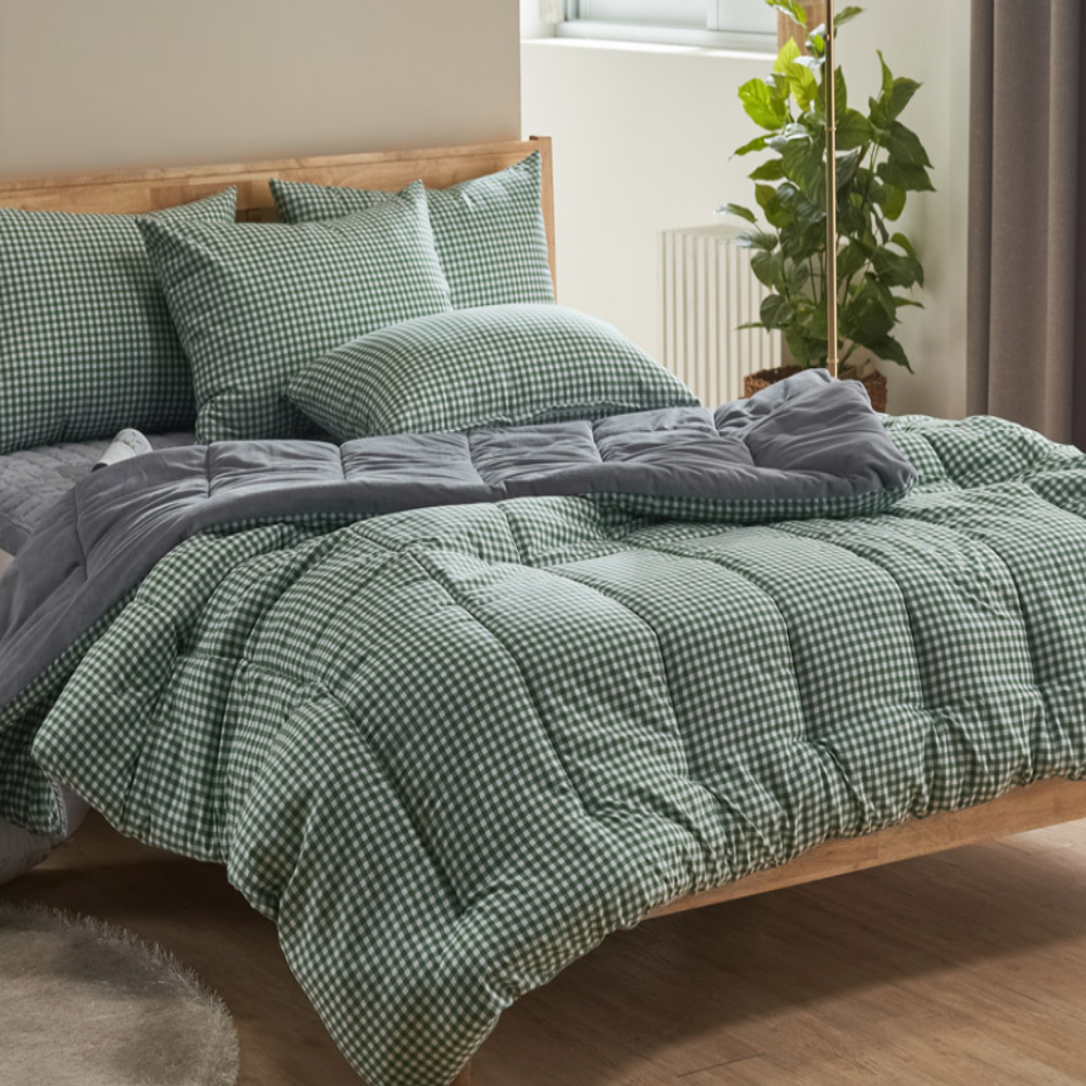 밍크 극세사 알러지케어 호텔 양면 따뜻한 두꺼운 체크 겨울 극세사 차렵 이불 SS