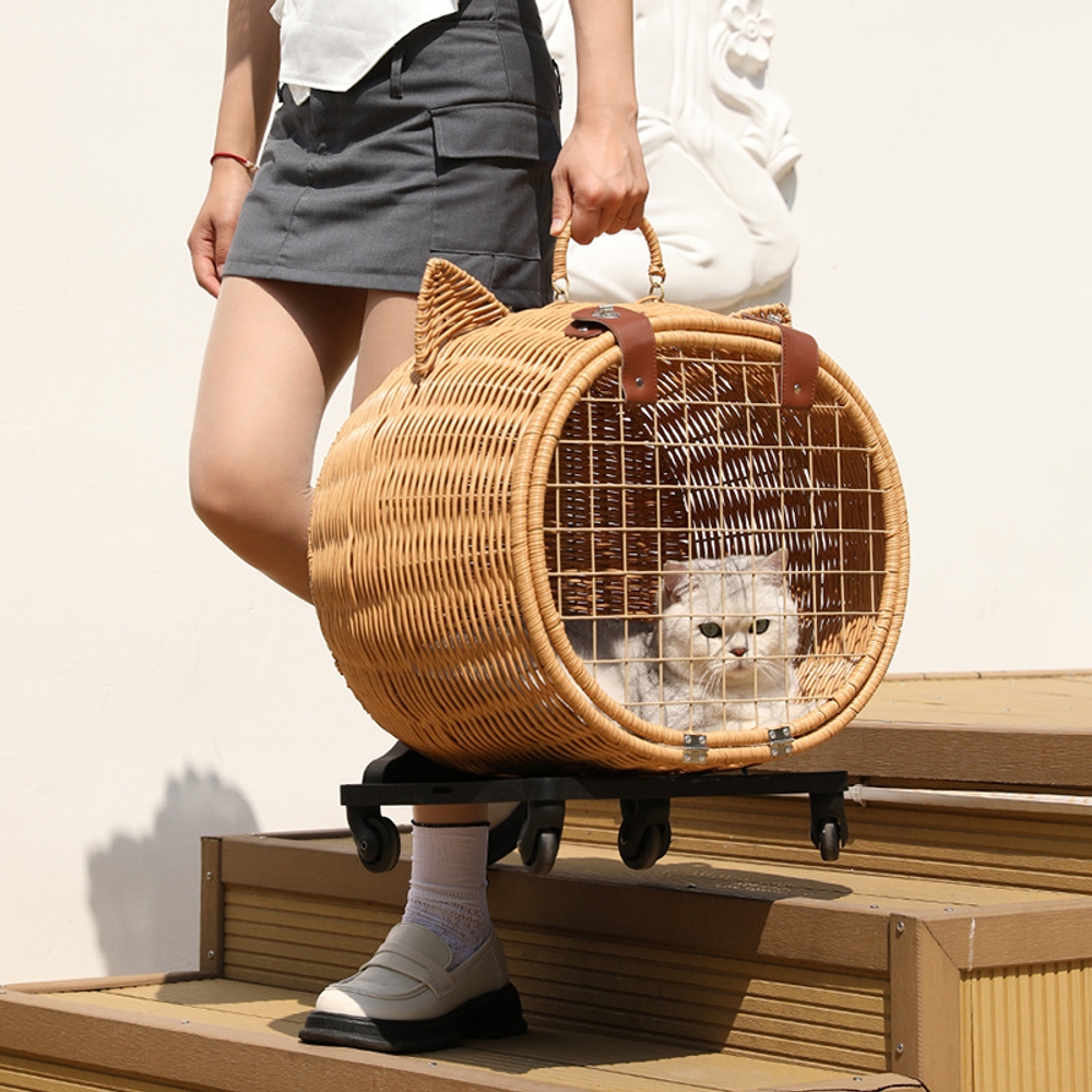 펫캐리어 고양이 강아지 이동장 라탄 다목적 트롤리 케이스 - 상세 이미지 5