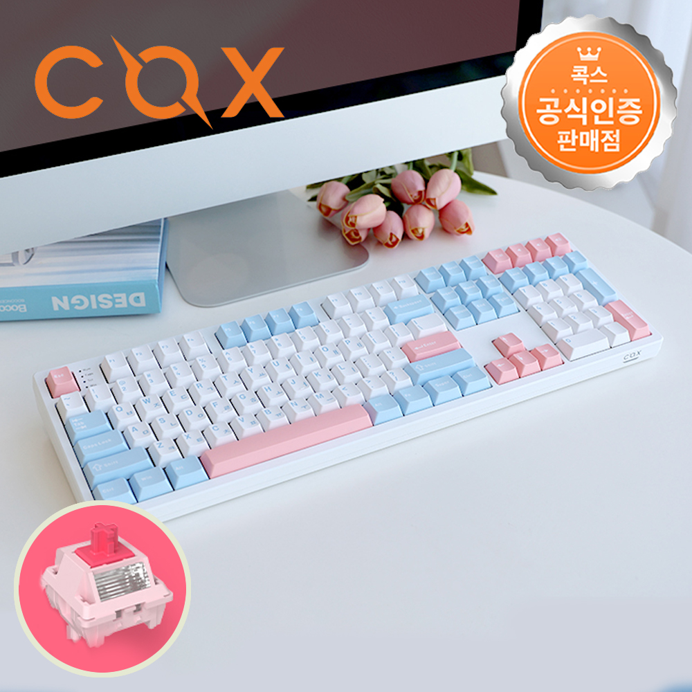 콕스 CS108 3모드 퀵스왑 유무선 기계식 키보드 소프트스카이, 벚꽃축, 43g - 메인 이미지