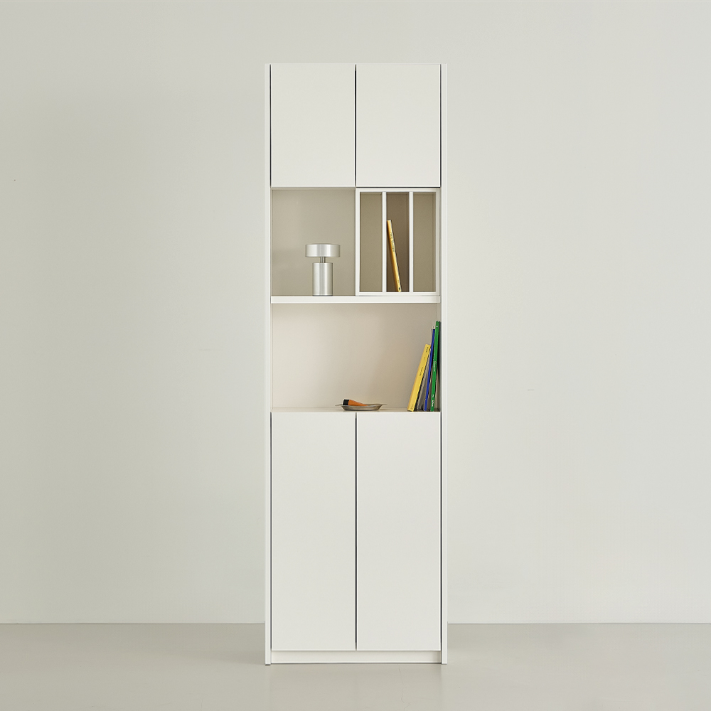 루베오 책장 600 (상하부 도어형), 5단, 화이트