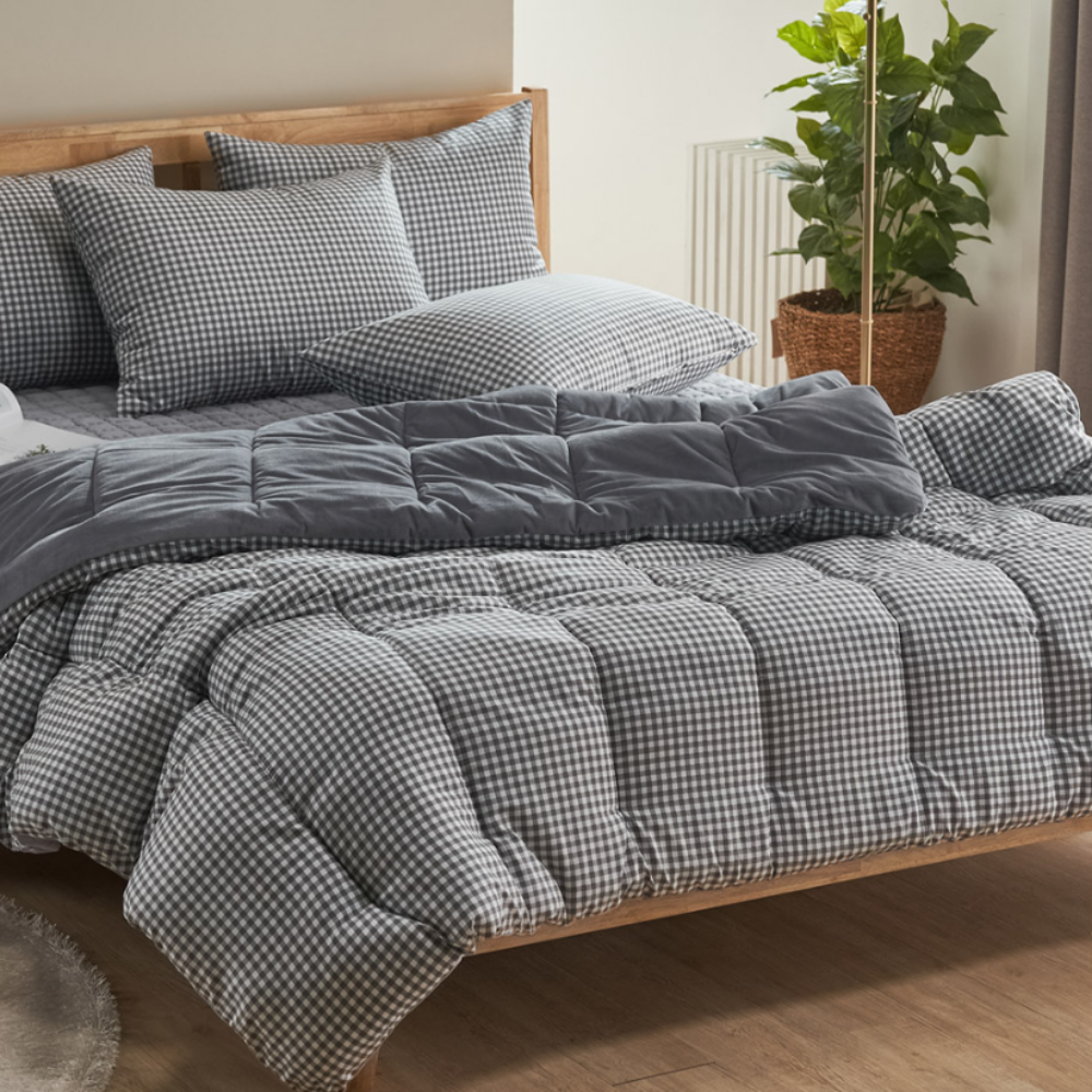 극세사 밍크 알러지케어 호텔 구름 가을 두꺼운 체크 겨울 이브자리 극세사 차렵 이불 SS