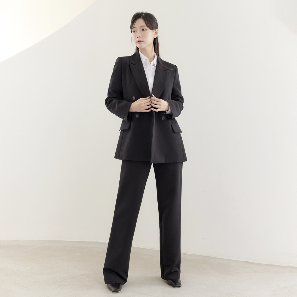여성 세미 정장 블레이저 루즈핏 더블버튼 빅사이즈 면접 [델리아 자켓] 이미지 4