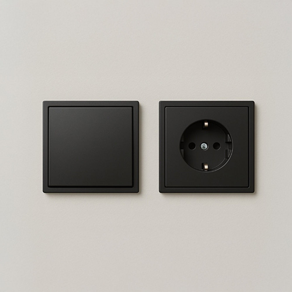 클릭 콘센트 2구 다크그레이 스위치 전기 CLICK 일렉트릭 인테리어 유럽형 정사각 이미지 2