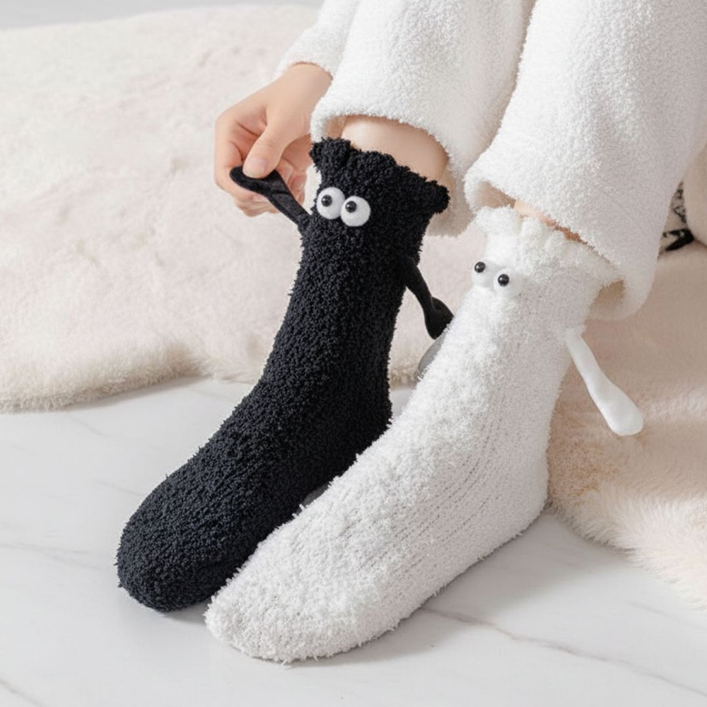 귀여운 손잡는 수면양말 커플 선물 우정 웃긴 양말 자석 고양이수면양말