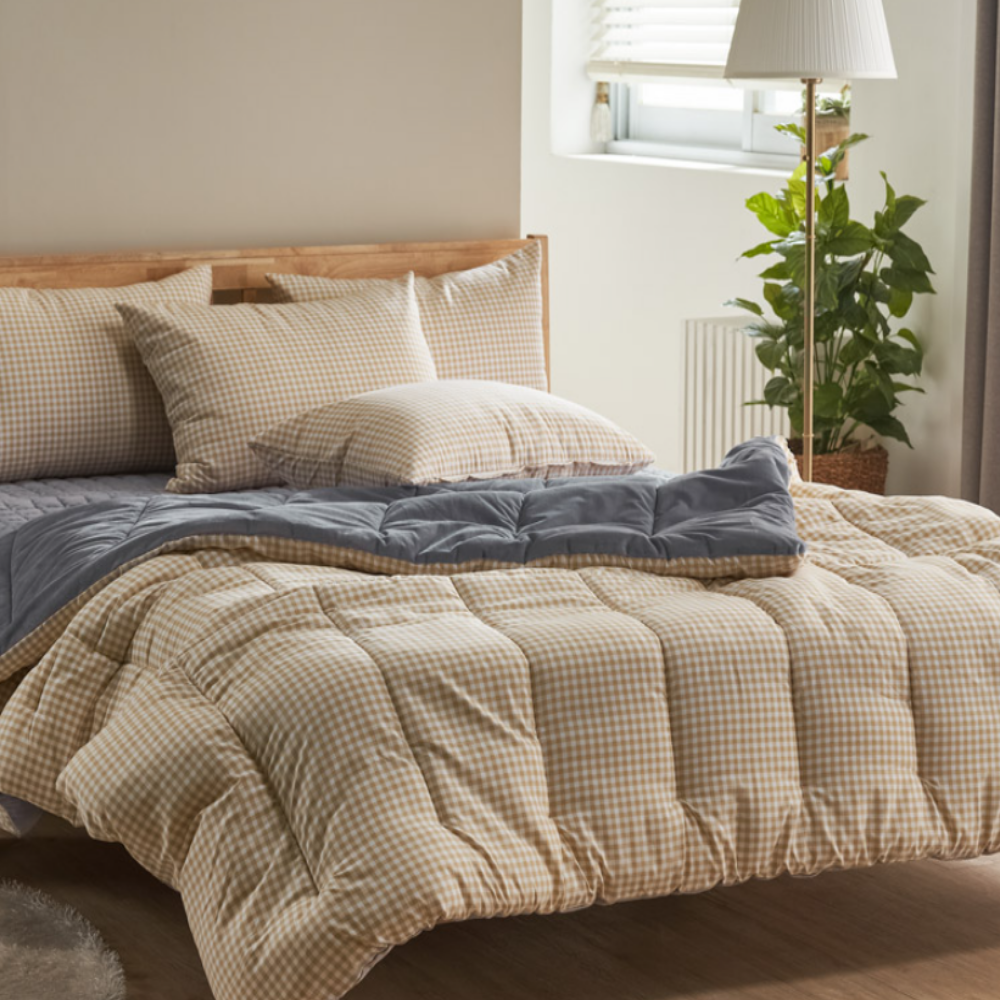 밍크 극세사 알러지케어 호텔 양면 따뜻한 두꺼운 체크 겨울 극세사 차렵 이불 SS